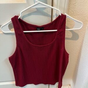 SHEIN Deep Red Textured Tank Top